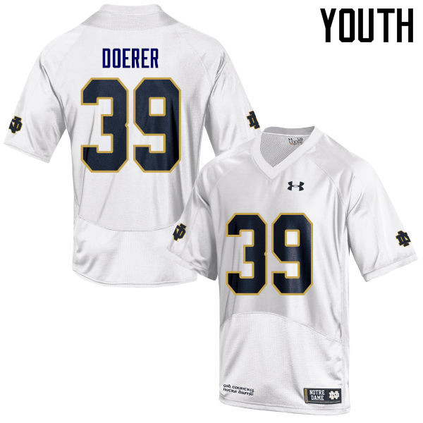 Youth #39 Jonathan Doerer Notre Dame Fighting Irish College Football Jerseys Sale-White - Click Image to Close